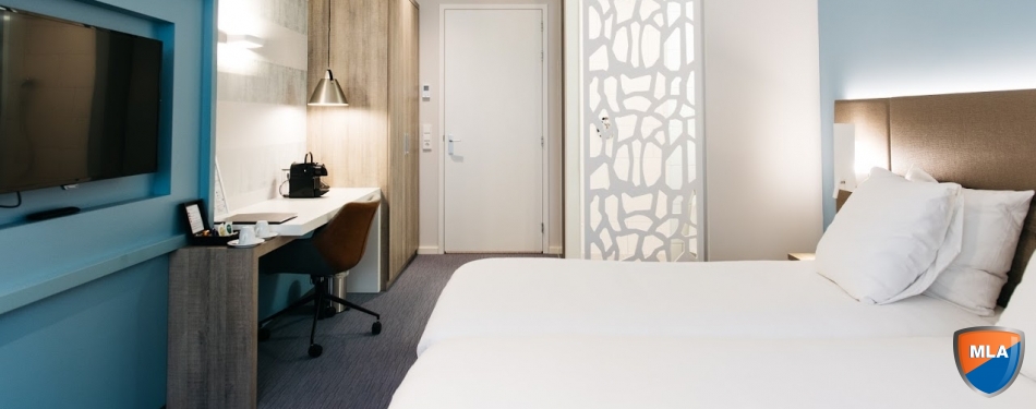 Een hotelkamer van het toenmalige Golden Tulip Weert op een archieffoto uit een Zakenblad-publicatie van 2017.